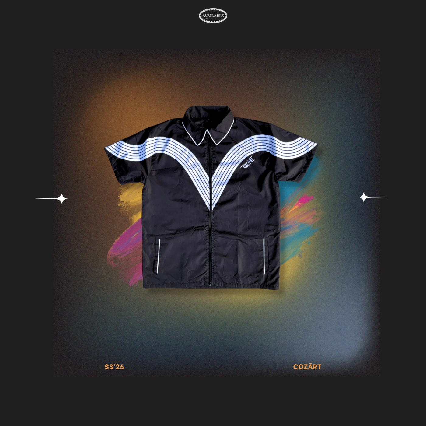 Lumière Black Boxy Fit Zip Solid Colour Blocked Short Sleeve Nylon Shirt And Short 2 Piece Set